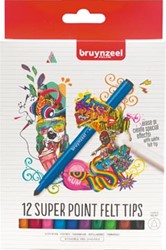 Bruynzeel viltstiften Super Point etui met 12 stuks