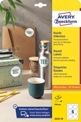 Avery Zweckform ronde etiketten diameter 80 mm wit permanent klevend 60 etiketten 10 vellen
