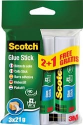 Scotch lijmstift permanent 21 g blister van 2 + 1 stuk gratis
