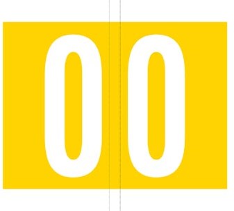 Codetab cijfer 0, rol van 500 stuks geel