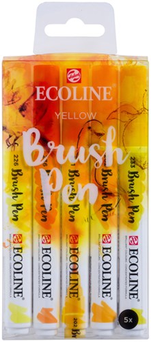 Brushpen Talens Ecoline set-geel blister à 5 stuks ass-3