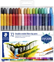 Kleurstift Staedtler dubbele punt fijn en ultrafijn etui à 72 stuks assorti