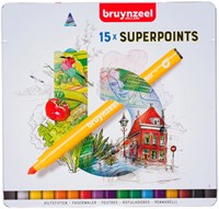Viltstift Bruynzeel Expression super points blik à 15 stuks assorti