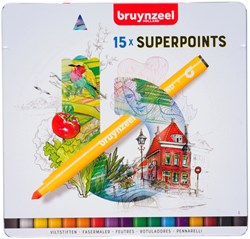Viltstift Bruynzeel Expression super points blik à 15 stuks assorti