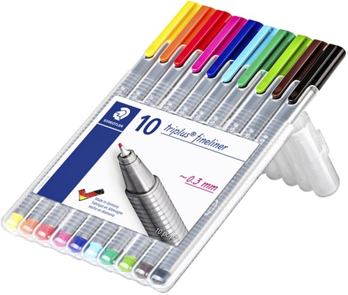 Staedtler fineliner Triplus geassorteerde kleuren, opstelbare box met 10 stuks-3