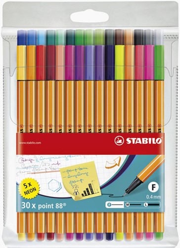 Fineliner STABILO point 88 etui à 30 kleuren