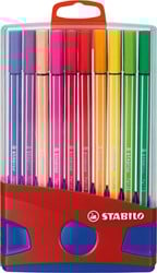 Viltstift  STABILO Pen 68 ColorParade rood/blauw etui  à 20 kleuren