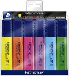Staedtler Markeerstift Textsurfer Classic etui van 6 stuks: geel, oranje, rood, paars, turkoois en groen