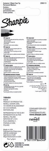 Viltstift Sharpie twin tip rond 0.5mm en 0.9mm zwart blister à 2 stuks-3