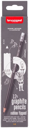 Bruynzeel grafietpotlood HB met gom set van 12 stuks