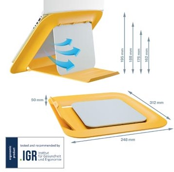 Laptopstandaard Leitz Ergo Cosy verstelbaar recyled geel-3