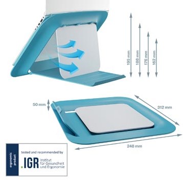 Laptopstandaard Leitz Ergo Cosy verstelbaar recyled blauw-3