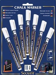 Krijtstift Securit small wit blister met 7 stuks