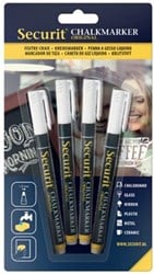 Krijtstift Securit small wit blister met 4 stuks