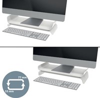 Monitor standaard in hoogte verstelbaar lichtgrijs Leitz Ergo-3