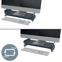 Monitor standaard in hoogte verstelbaar donkergrijs Leitz Ergo-3