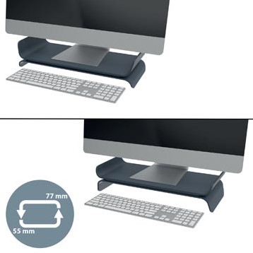Monitor standaard in hoogte verstelbaar donkergrijs Leitz Ergo-3