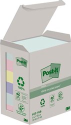 Post-it recycled notes Nature, 100 vel, ft 38 x 51 mm, pak van 6 blokken, geassorteerde kleuren