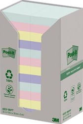 Post-it recycled notes Nature 100 vel 38 x 51 mm pak van 24 blokken geassorteerde kleuren
