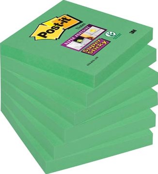 Post-it Super Sticky Notes Neon 76 x 76 mm wintergroen pak van 6 blokken