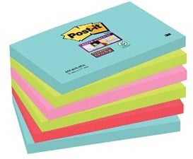 Post-it Super Sticky notes Miami 76 x 127 mm 90 vel pak van 6 blokken
