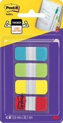 Post-it index Strong 158 x 381 mm blister met 4 kleuren 10 tabs per kleur