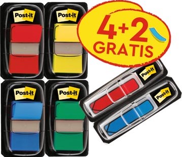 Post-it index standaard 25 mm x 43.2 mm voordeelpack van 4 stuks + 2 x Post-it Index pijltjes
