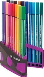 Viltstift STABILO Pen 68 ColorParade antraciet/roze etui à 20 kleuren