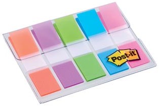 Post-it Index 119X432 mm blister met 5 kleuren 20 tabs per kleur
