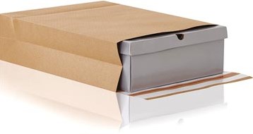 e-Green enveloppen met blokbodem, ft 350 x 450 x 80 + 100 mm, doos van 200 stuks