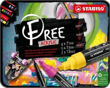 Acryl markers STABILO free starter kit pak van 11 stuks