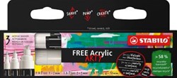Acryl markers wit STABILO free verschillende formaten pak van 3 stuks