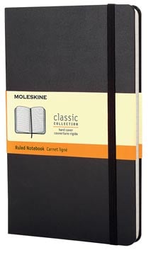 Notitieboek harde kaft 9 x 14 cm gelijnd zwart Moleskine notitieboek 192 bladzijden