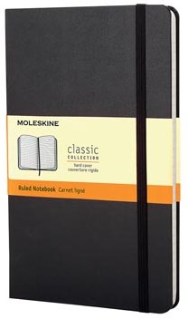 Notitieboek harde kaft 9 x 14 cm gelijnd zwart Moleskine notitieboek 192 bladzijden