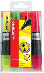 Stabilo Markeerstift Luminator etui van 4 stuks in geassorteerde kleuren: geel, groen, oranje en roze