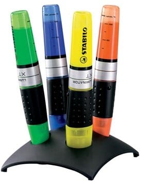 Stabilo Markeerstift Luminator set 4 stiften op tafelstandaard