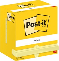 Post-It Notes 100 vel 76 x 127 mm geel gelijnd pak van 12 blokken