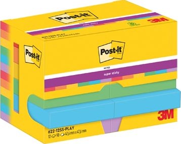 Post-It Super Sticky Notes Playful 90 vel 476 x 476 mm pak van 12 blokken