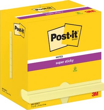 Post-It Super Sticky Notes 90 vel 76 x 127 mm geel pak van 12 blokken