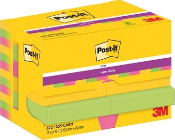 Post-It Super Sticky Notes Carnival 90 vel 476 x 476 mm pak van 12 blokken