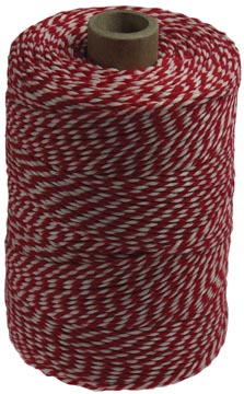 Katoentouw klos van 200 g rood-wit +/- 200 m