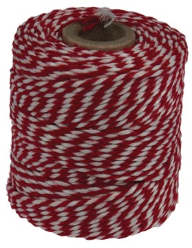 Katoentouw klos van 50 g rood-wit +/- 45 m