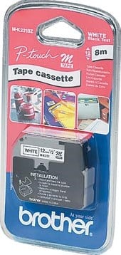 Brother labelprinter tape M-K231 12 mm zwart op wit 8m