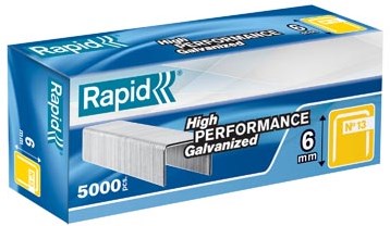 Rapid dunne nieten nr. 13/6, gegalvaniseerd doos van 5000 stuks