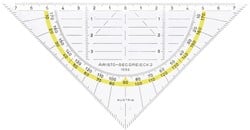 Aristo geodriehoek 16 cm flexibel transparant met gele rand