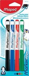 Whiteboard stiften Marker'Peps blister van 4 stuks assorti