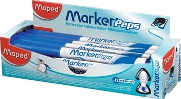 Whiteboard stiften Marker'Peps doos van 12 stuks blauw