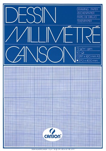 Millimeterpapier A3 Canson blauw