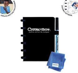 Correctbook A6 gelijnd uitwisbaar / herbruikbaar notitieboekje zwart