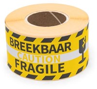 Rillprint etiketten Breekbaar, ft 46 x 125 mm, rol van 250 stuks